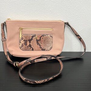 G.I.L.I Bag Small Purse Pink Genuine Leather Snake HandBag Crossbody Zipper
